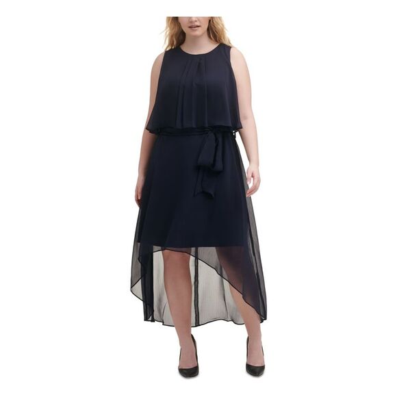 JESSICA HOWARD Womens Navy Lined Sleeveless Midi Evening Hi-Lo Dress Plus 20W - Picture 1 of 4
